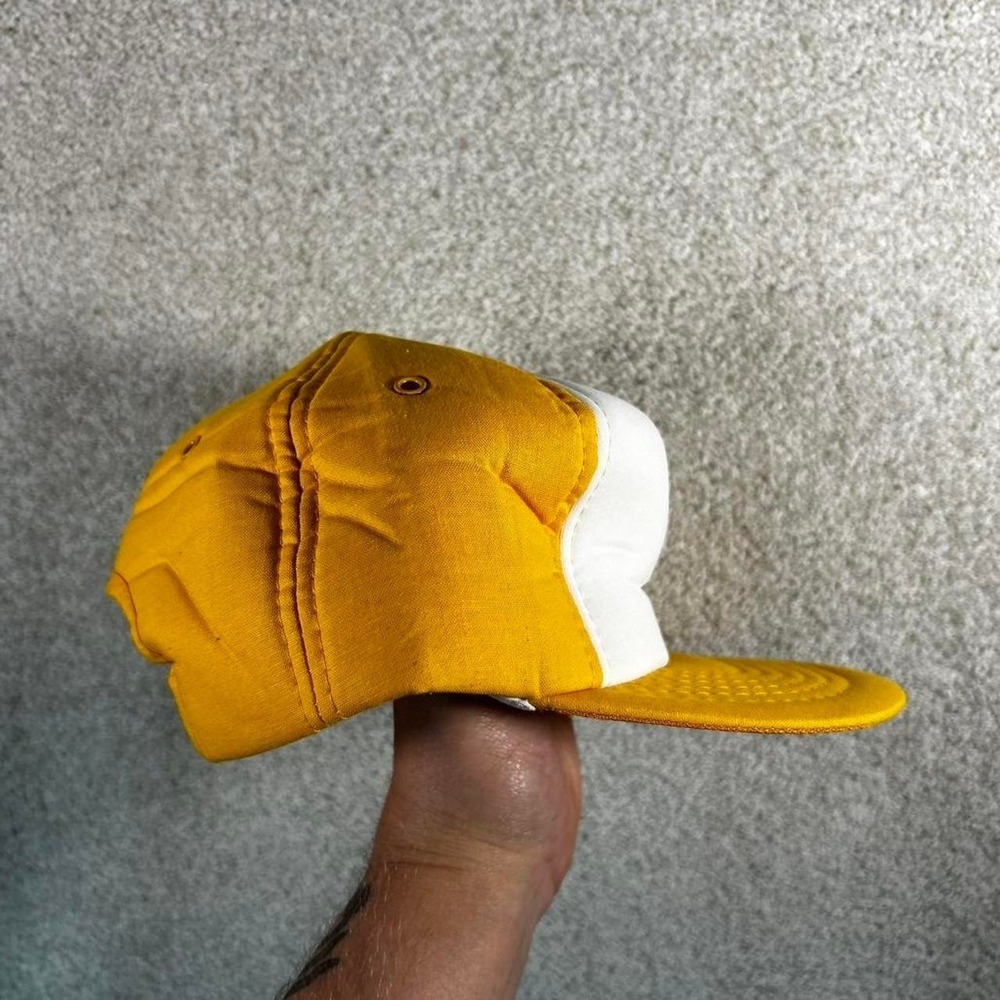 Vintage 80s Pampered Pet dog food white yellow foam trucker SnapBack hat youngan - Picture 2 of 4